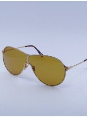 Tom Ford Gaia FT1174 30E Sunglasses Deep Gold Aviator Frame, Brown Lenses